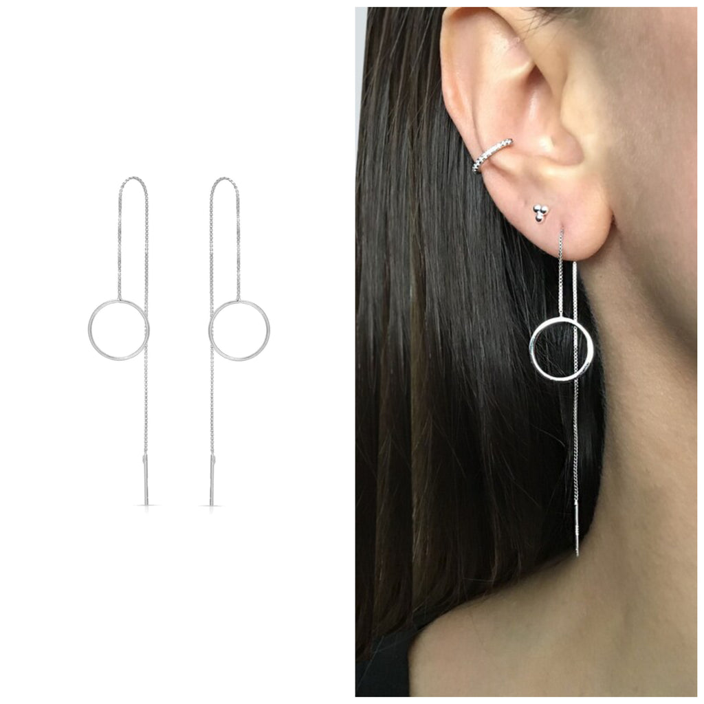 Sterling silver circle ear threader