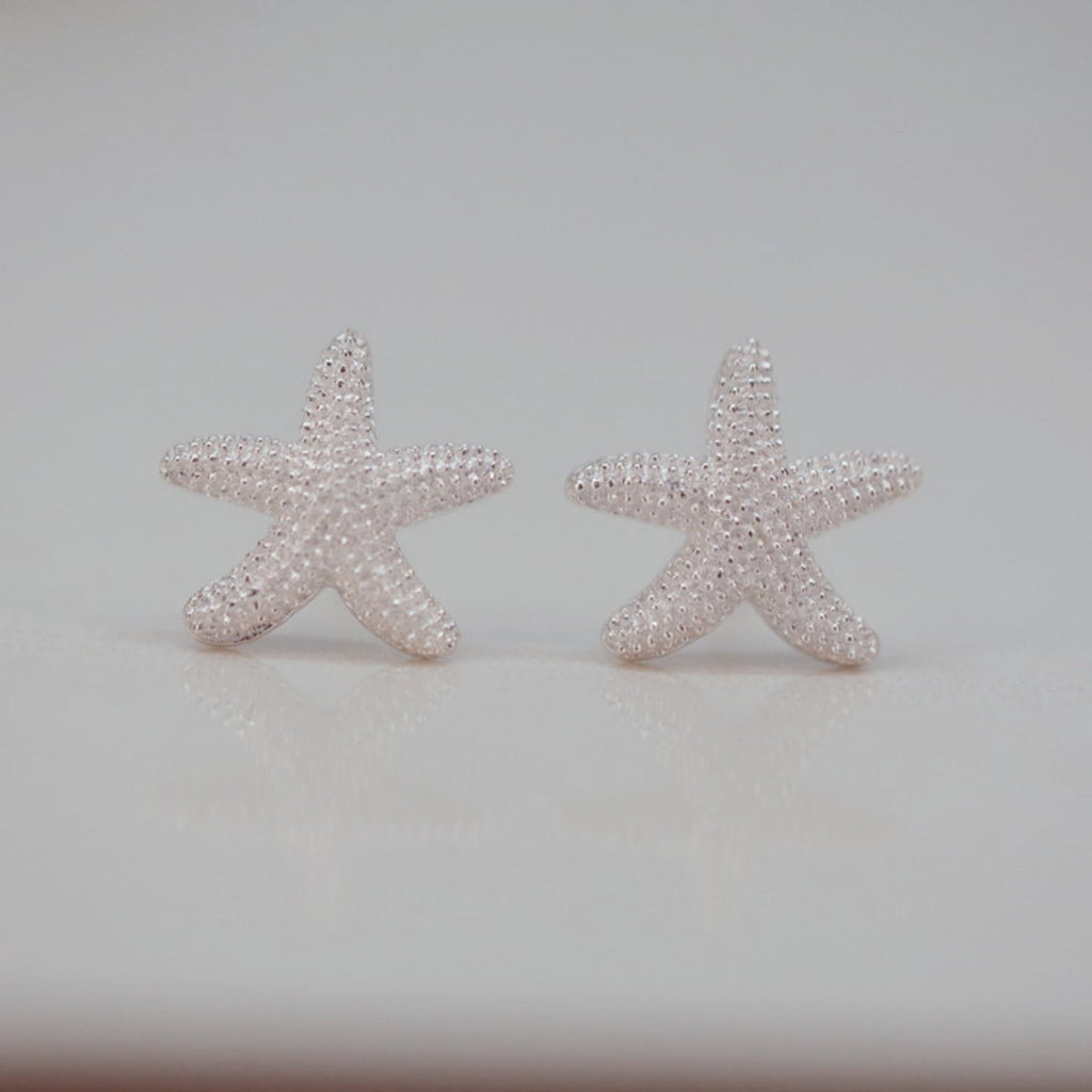Sterling Silver Sea Starfish Earrings, Sea Star Studs
