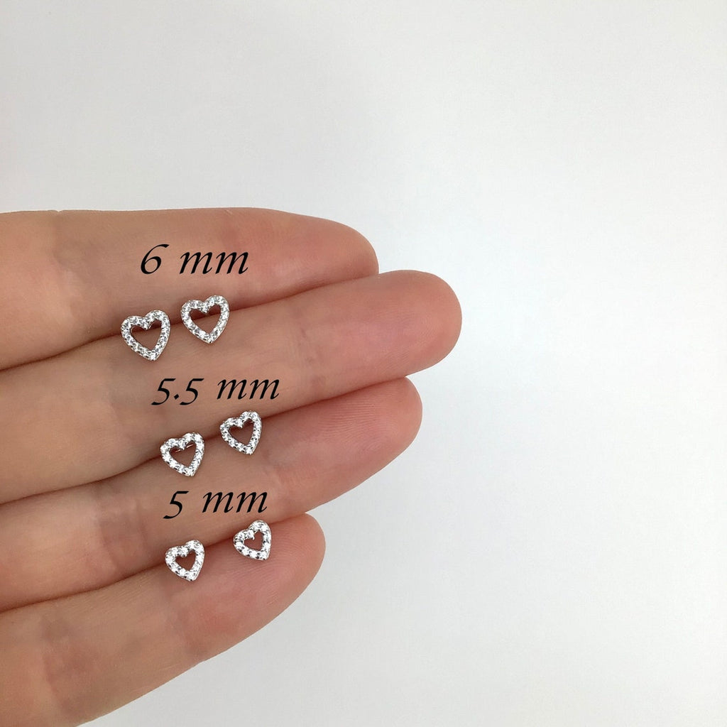 Heart stud earrings sterling silver