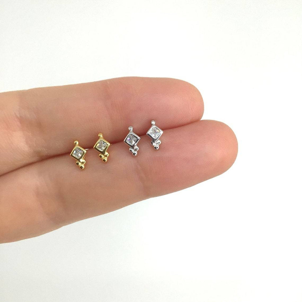 Tiny stud earring sterling silver