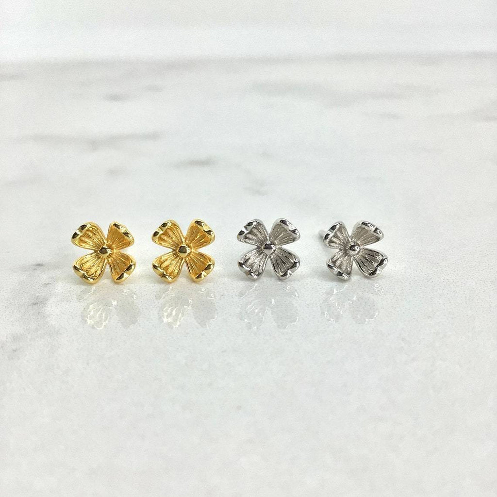 Tiny cherry blossom flower stud earrings sterling silver