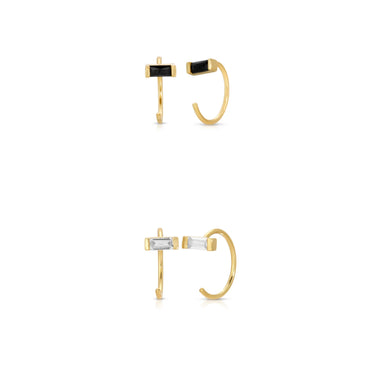 Open Hoop Baguette in Sterling Silver