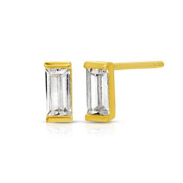 Baguette Stud Earring in Sterling Silver