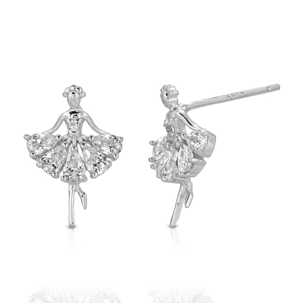 Ballerina Dancer .925 Sterling Silver Stud Earring