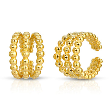 Beaded ear cuff triple band sterling silver