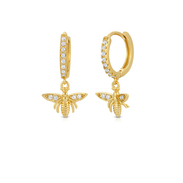 Bee Hoop Earring 925 Sterling Silver