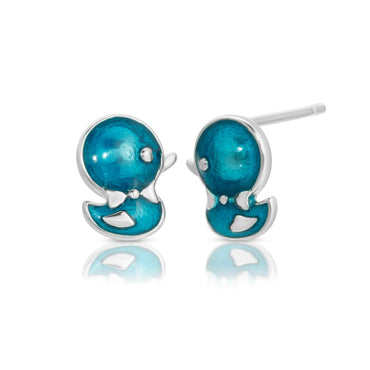 Blue duckling stud earrings sterling silver