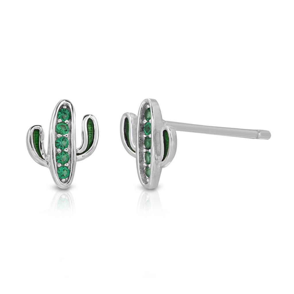 Cactus stud earring sterling silver