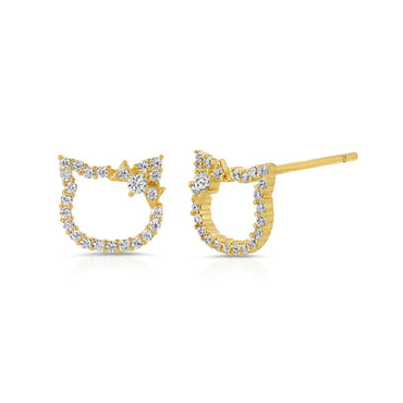 Cat Ears Stud Earrings in Sterling Silver