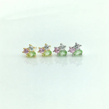 Cluster stud earrings sterling silver