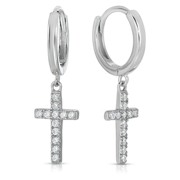 Cross Dangle Hoop Earring