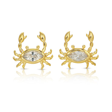 Diamond crab stud earring sterling silver