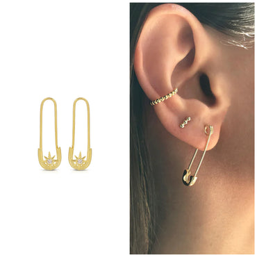 Safety pin earrings sterling silver