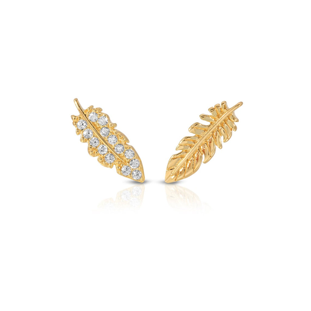 Feather ear crawler stud earring sterling silver