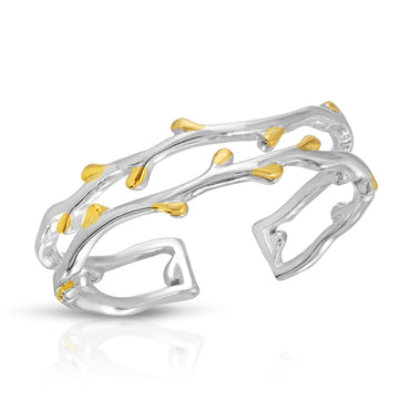 Golden tiny leaves adjustable ring