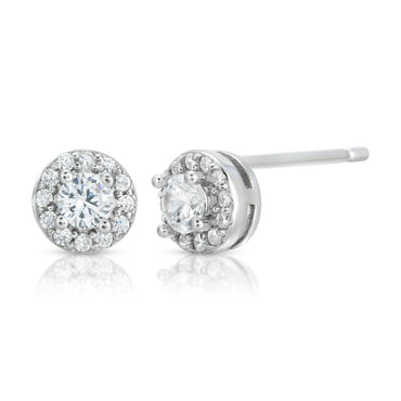 Halo Stud Earrings Sterling Silver