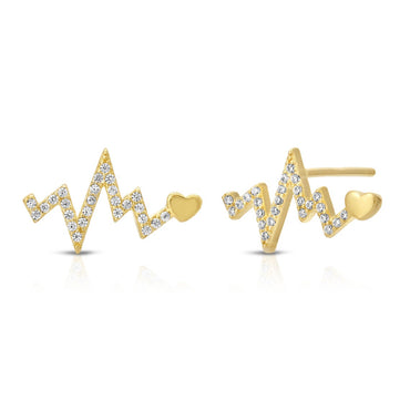 Heartbeat Stud Earrings Lifeline Pulse EKG Sterling Silver