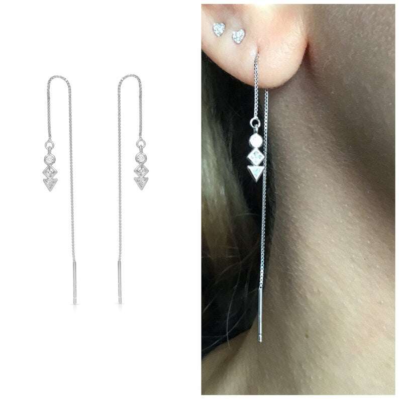 Arrow ear threader sterling silver