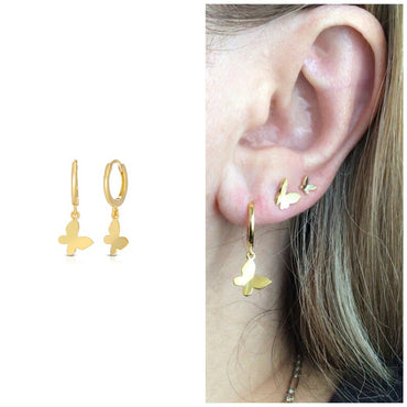 Butterfly hoop earrings