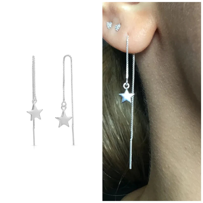 Sterling silver chubby star ear threader