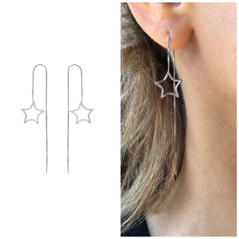 Sterling silver star ear threader