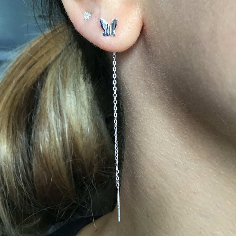 Sterling Silver Butterfly Threader earrings
