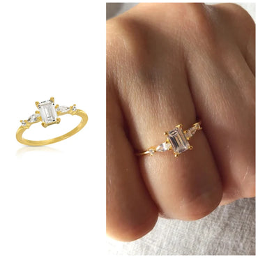 Baguette diamond simulant ring