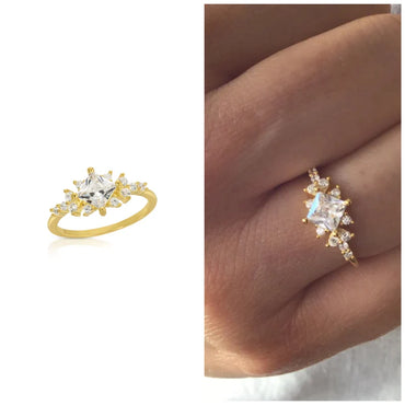 Rhombus diamond simulant ring