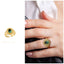 Green agate open ring 18 K gold vermeil