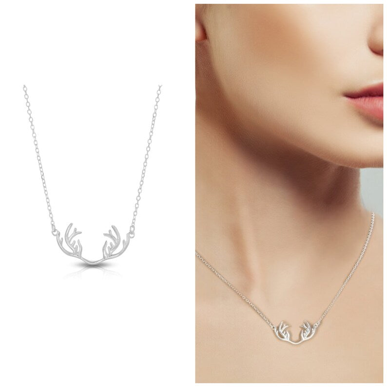 Antler necklace sterling silver