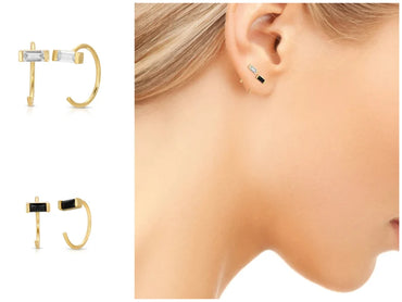 Open Hoop Baguette in Sterling Silver