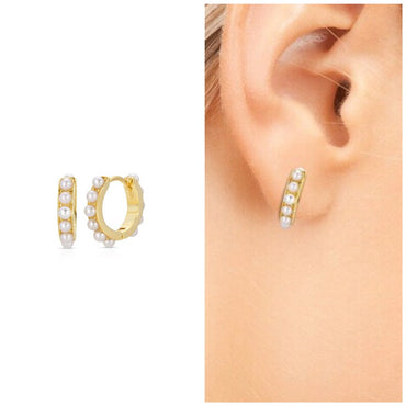 Pearl Hoop Earring Sterling SIlver