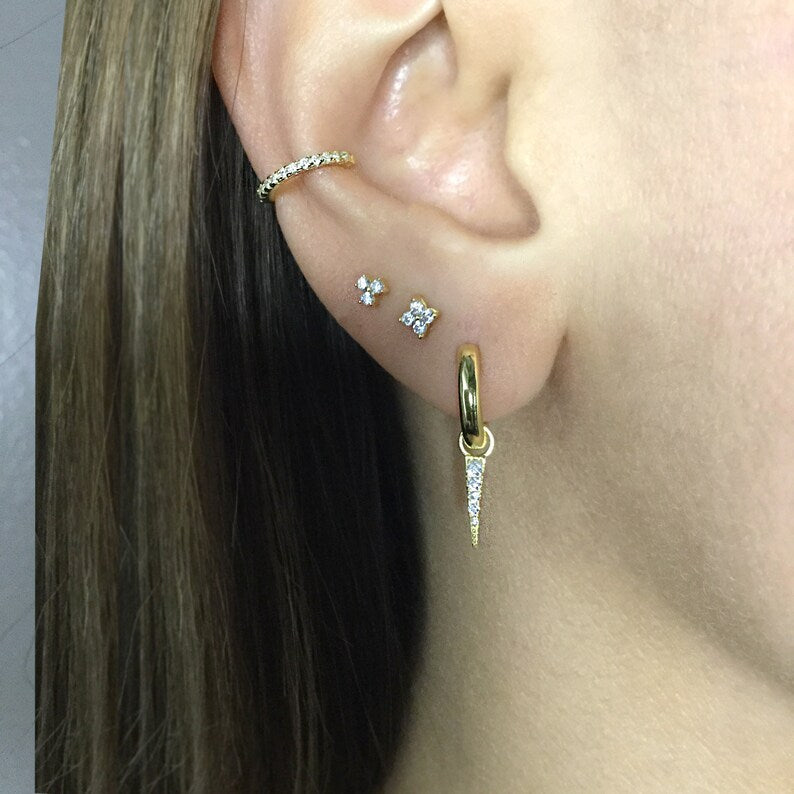 Silver Spike Small Hoop Earrings