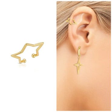 Ear cuff no piercing with a star in sterling silver