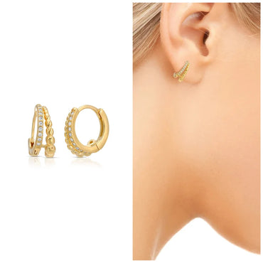 Silver Double Band Hoop Earrings