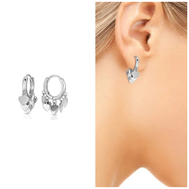 Sterling Silver Dangle Moving Hearts Earrings