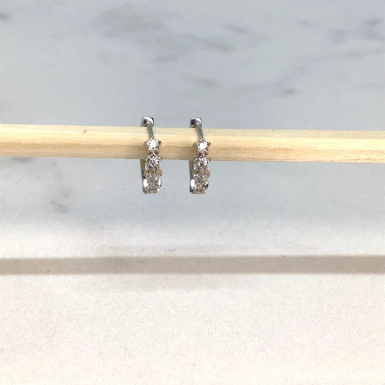 Tiny star hoop earring sterling silver