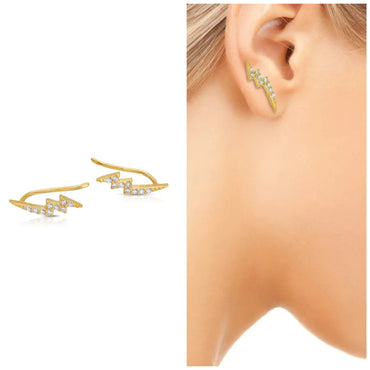 Lightning Bolt Ear Crawler In Sterling Silver