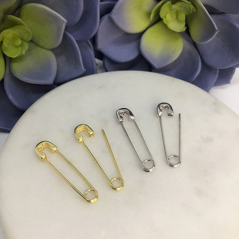 Safety pin earrings sterling silver
