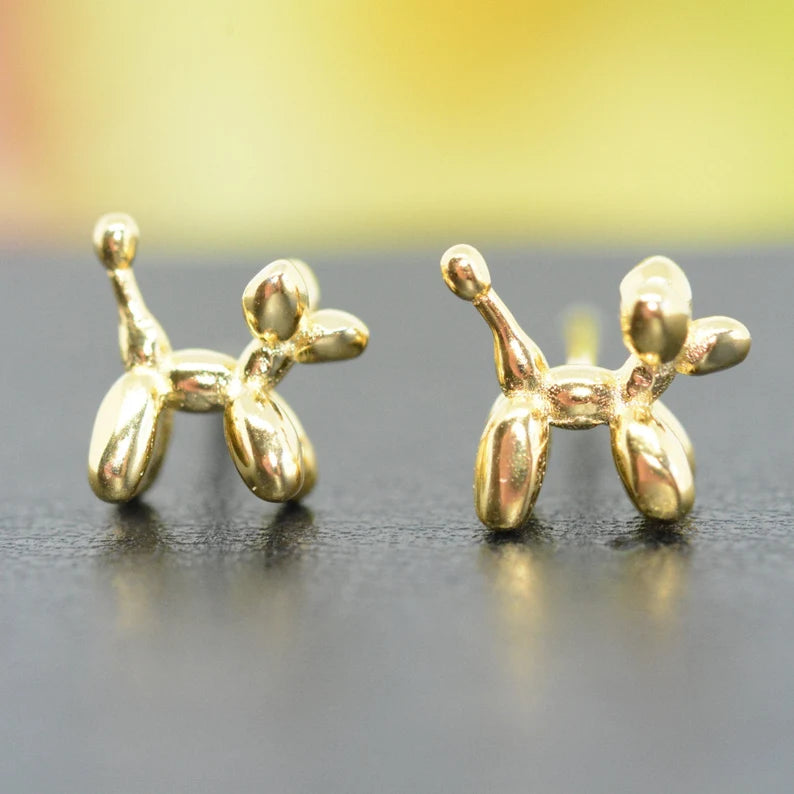 Balloon Poodle Stud Earrings Sterling Silver