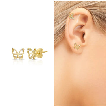 Butterfly stud earring sterling silver