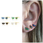 Crown stud earrings sterling silver-sapphire, emerald, onyx, diamond simulants