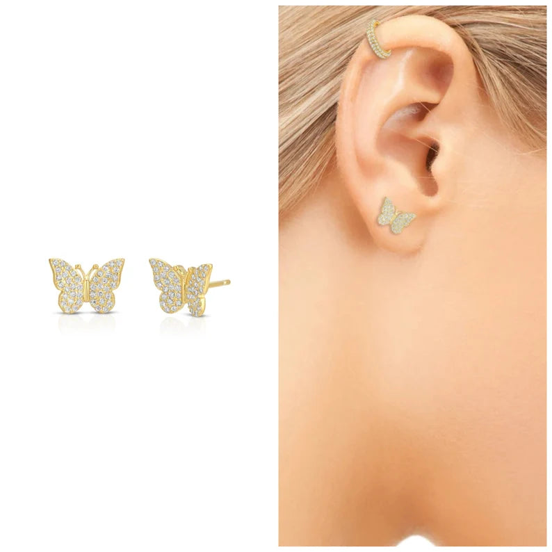 CZ Butterfly Stud Earring