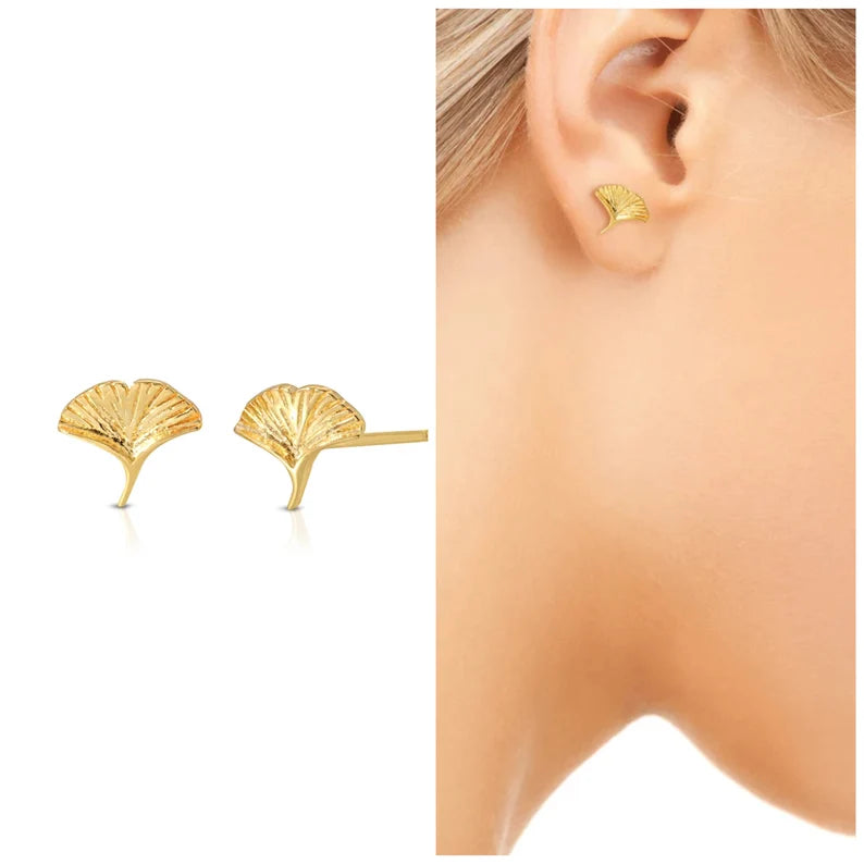 Ginkgo biloba stud earring