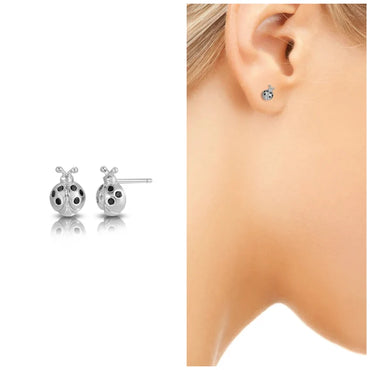 Ladybug Stud Earrings Sterling Silver