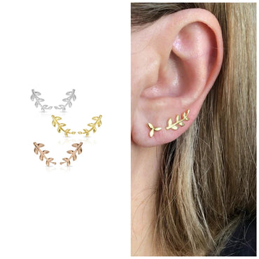 Leaf stud earrings sterling silver