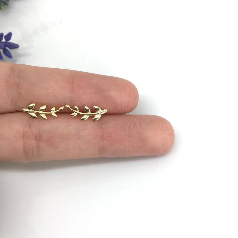 Leaf stud earrings sterling silver