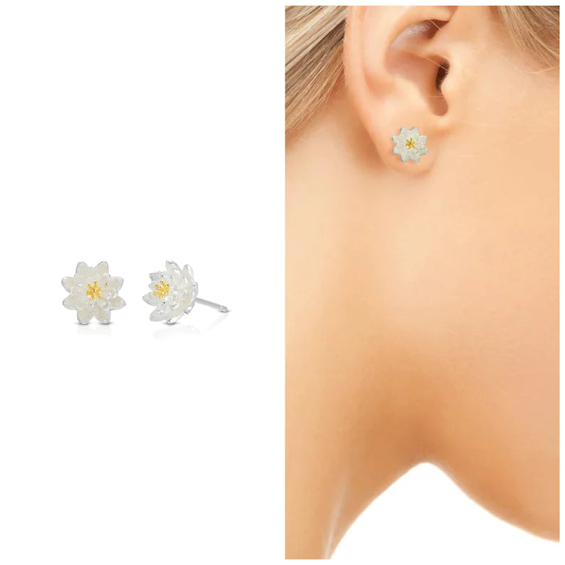 Lotus Flower Earrings, Flower Studs