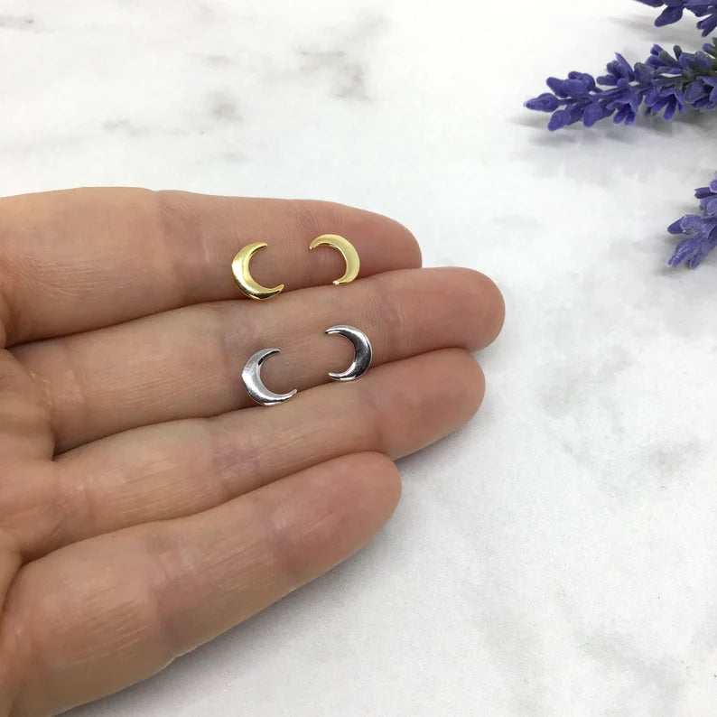 Moon Silver Stud Earring