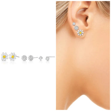 Set of 6 tiny single stud earring sterling silver